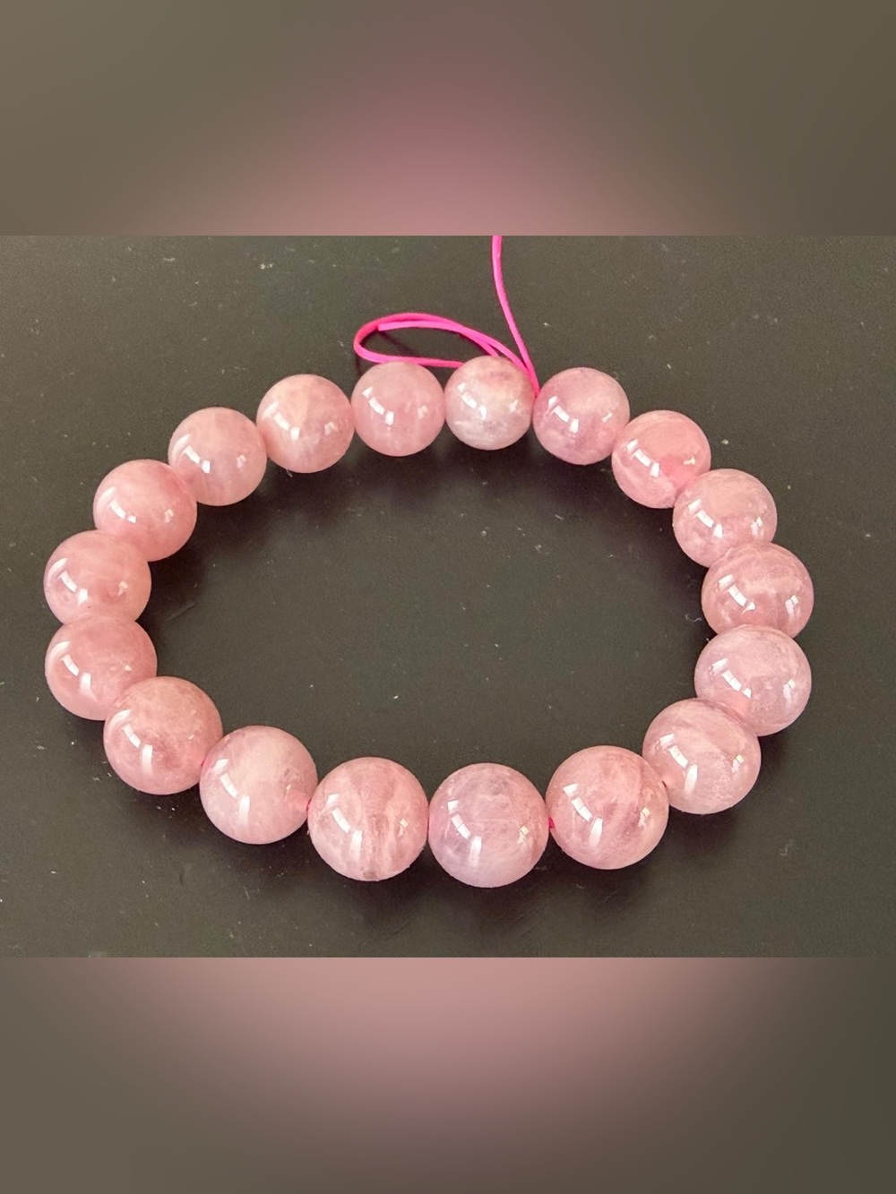 Pink Beaded Stretch Bracelet - Rose Quartz Style